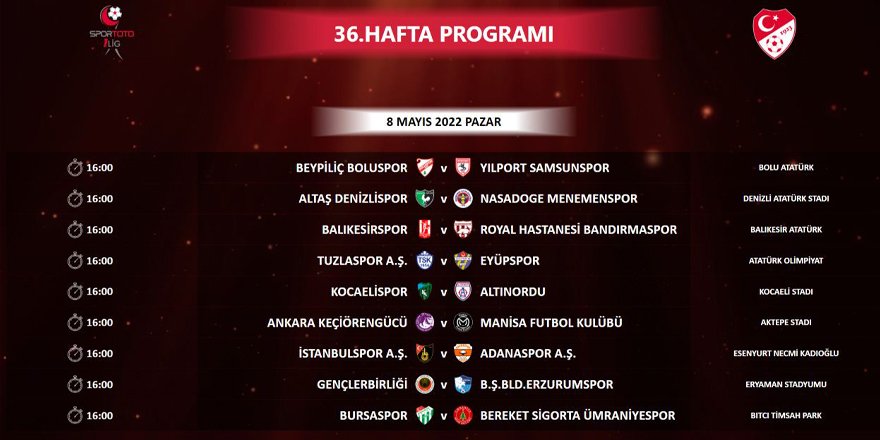 Altınordu maçı 8 Mayıs’ta