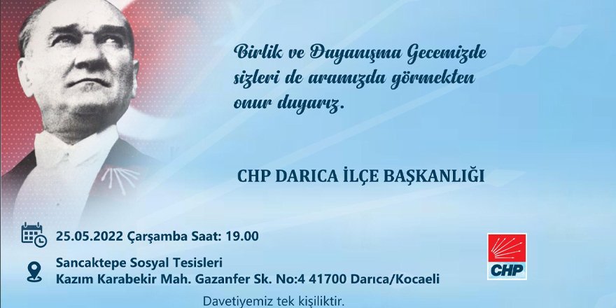 CHP Darıca’dan birlik ve dayanışma gecesi